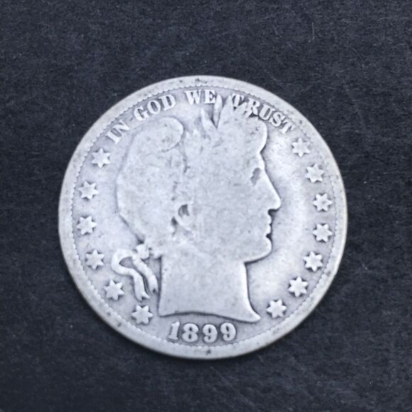1899 BARBER SILVER HALF DOLLAR Circulated See Photographs For Condition - Picture 4 of 6